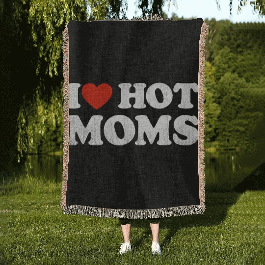 I Heart Hot Moms Y2K Adult Humor Distressed I Woven Blankets