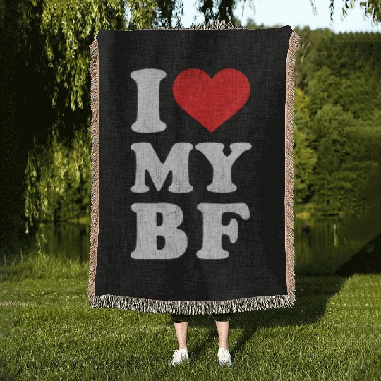 Distressed I Heart My Boyfriend Apparel I Love My Woven Blankets