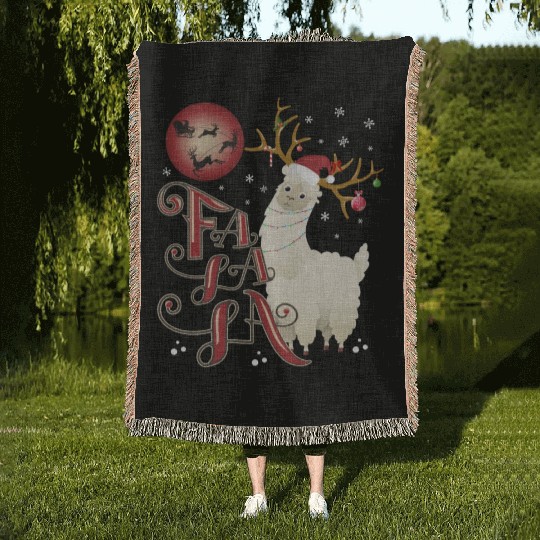 Fa la la llama xmas christmas Woven Blankets