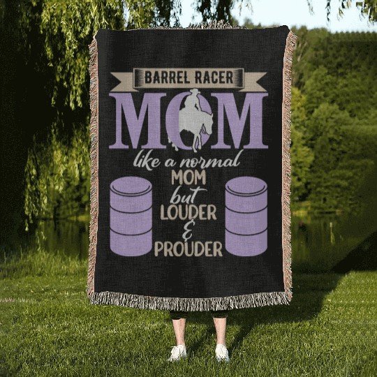Barrel Racing Mom Woven Blankets
