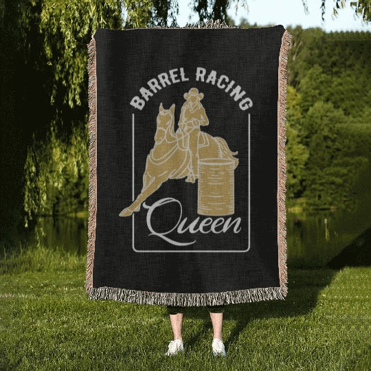 Barrel Racing Queen Woven Blankets