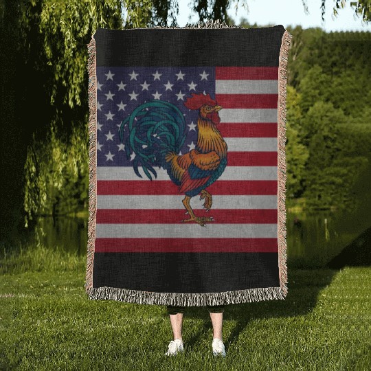 Rooster Cock Woven Blankets