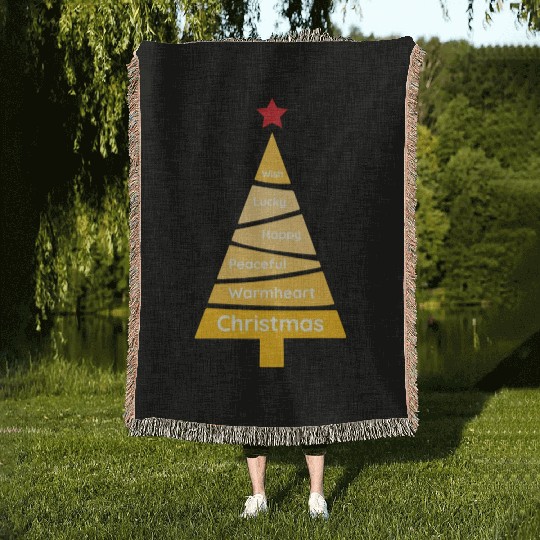 Minimalist Merigold Orange Christmas Pine Woven Blankets