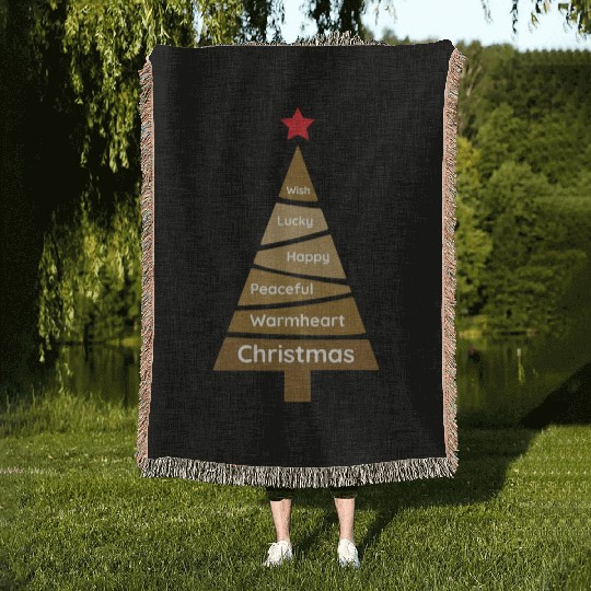 Minimalist Copper Brown Christmas Pine Woven Blankets