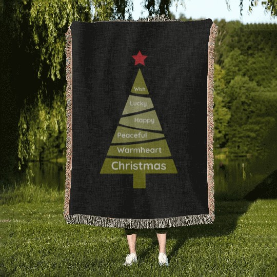 Minimalist Lime Green Christmas Pine Woven Blankets