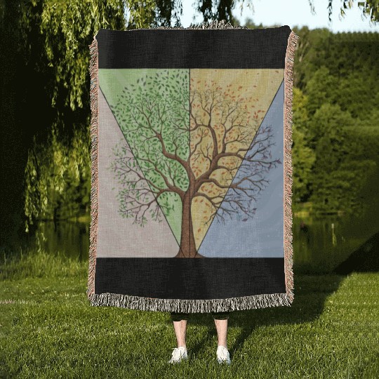 Four Seasons Trees Woven Blankets