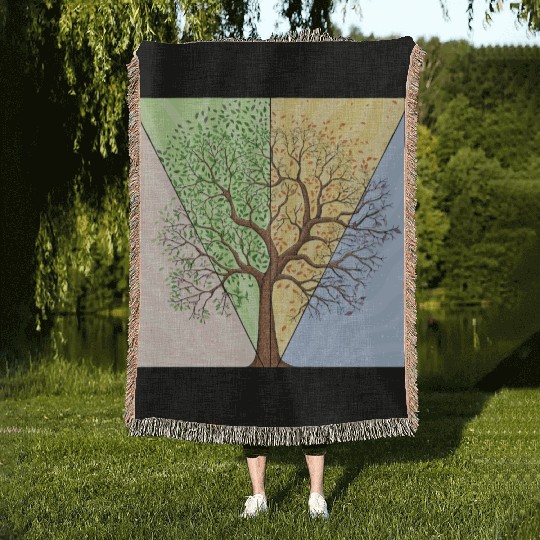 Four Seasons Trees Woven Blankets