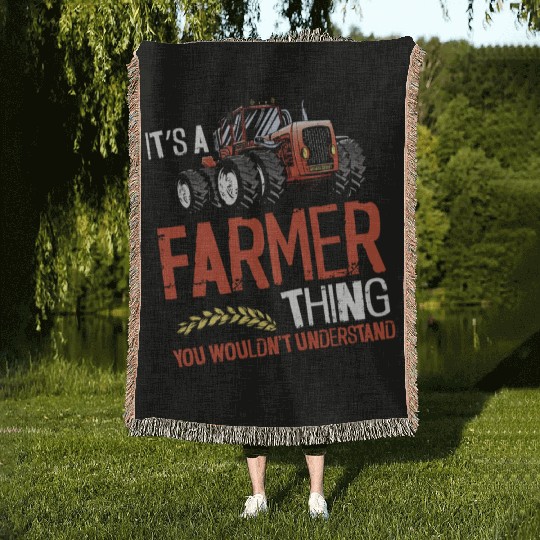 Farming Farmer Vintage Tractor Woven Blankets