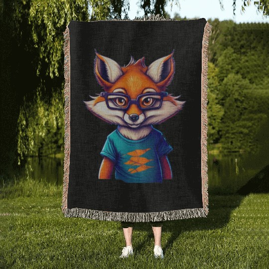 Foxy, Smart Fox, sly fox Woven Blankets