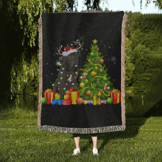 Cane Corso Christmas Dog Lover Xmas Santa Woven Blankets