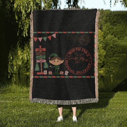 Santa Letter Elfe North Pole Specjal Delivery Mail Woven Blankets