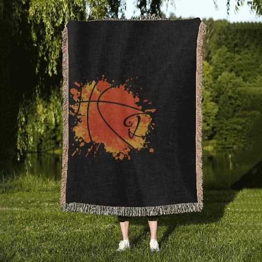 Game Day Basketball Lightning Bolt Woven Blankets
