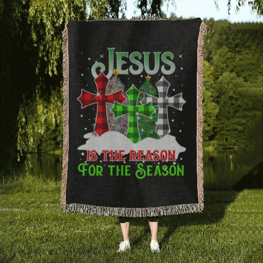 Jesus Is the Reason for the Season Holiday Christm Woven Blankets
