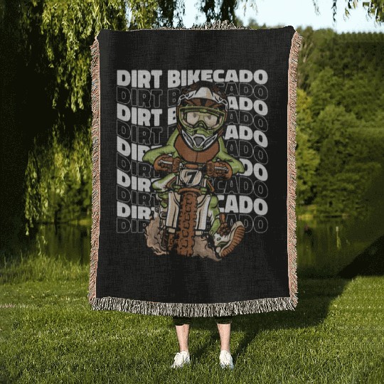 Dirt Bike Mx Motocross Supermoto Avocado Woven Blankets