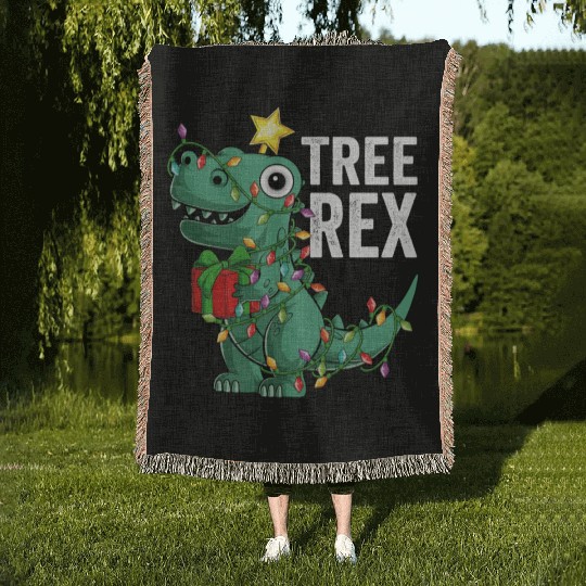 Kids Christmas Dinosaur Tree Rex Pajamas Toddler Woven Blankets