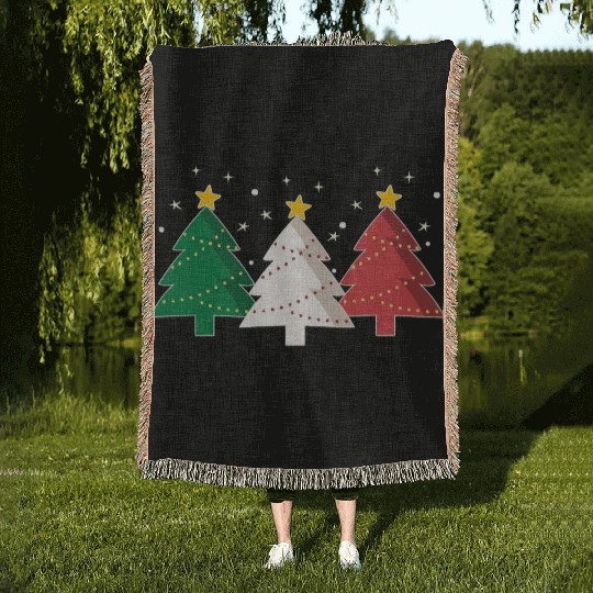 Christmas Tree Italy Flag Woven Blankets