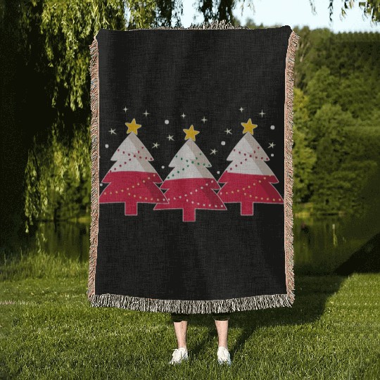 Christmas Tree Polish Flag Poland Woven Blankets