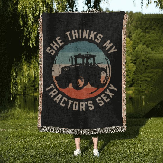Farming Farmer Tractor Vintage Woven Blankets
