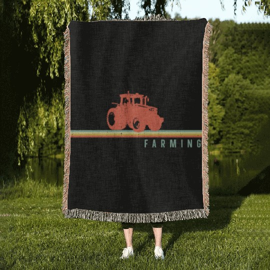 Farming Farmer Retro Vintage Woven Blankets