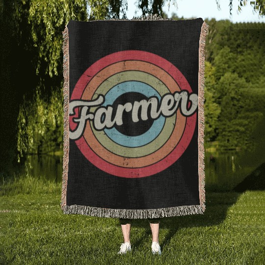 Farming Farmer Retro Vintage Woven Blankets