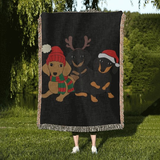 Dachshund Christmas Cute Dachshund Dachshund Lover Woven Blankets