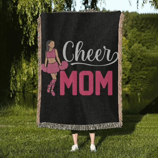 Womens Cheer Mom Gymnastics Cheerleading Mom Squad Woven Blankets