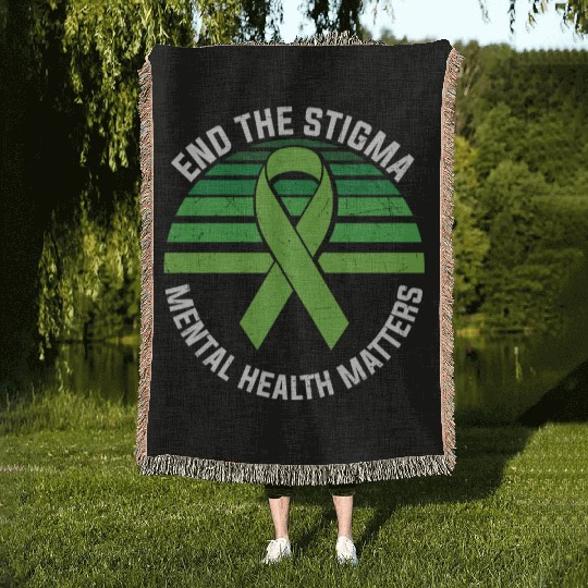 End The Stigma Mental Health Matters Woven Blankets
