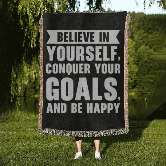 Goal Life Quotes Happy Positive Message Woven Blankets