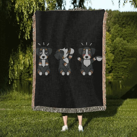 Bernese Mountain Dog Coffee Lover Woven Blankets