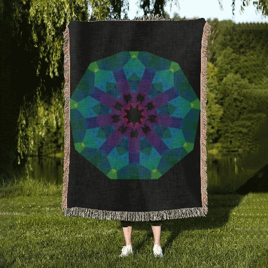 Dark Green Sign Woven Blankets