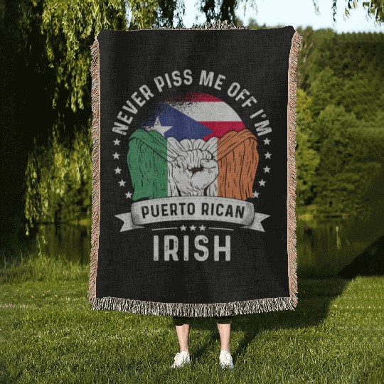 Puerto Rico Flag Ireland Grown Funny Humor Woven Blankets