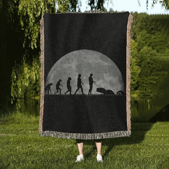 Robotic Lawnmower Evolution Moon Woven Blankets