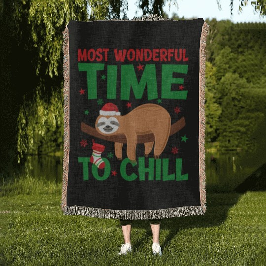 Christmas Is The Best Time To Chill X-Mas Sloth Woven Blankets