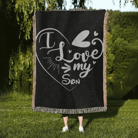 I Love My Son Woven Blankets