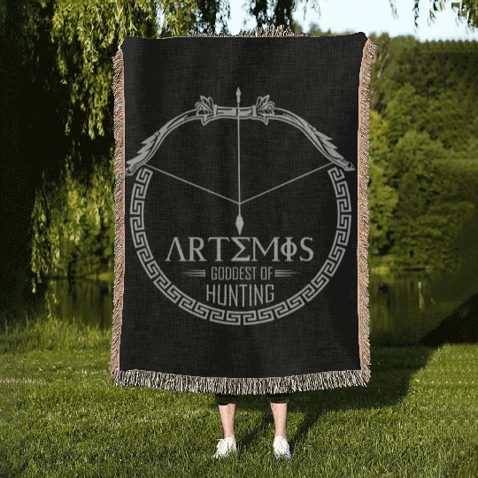 Artemis God, Greek God Woven Blankets