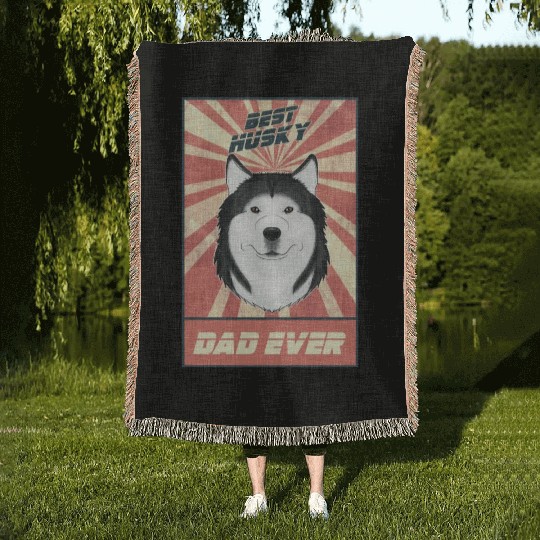 Best Siberian Husky Dad Ever I Husky Lover Woven Blankets
