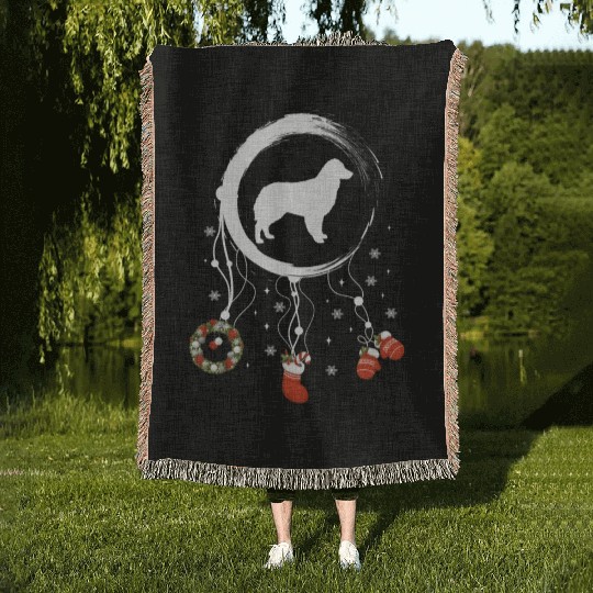 dog dreamcatcher Christmas Australian Shepherd Woven Blankets