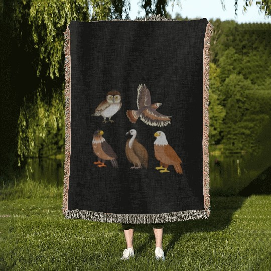 Birds of Prey Of The World Woven Blankets