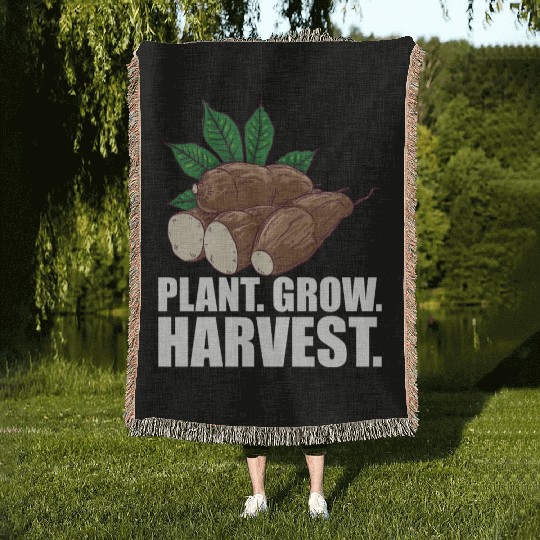 Cassava Farmer - Plant Grow Harvest Woven Blankets