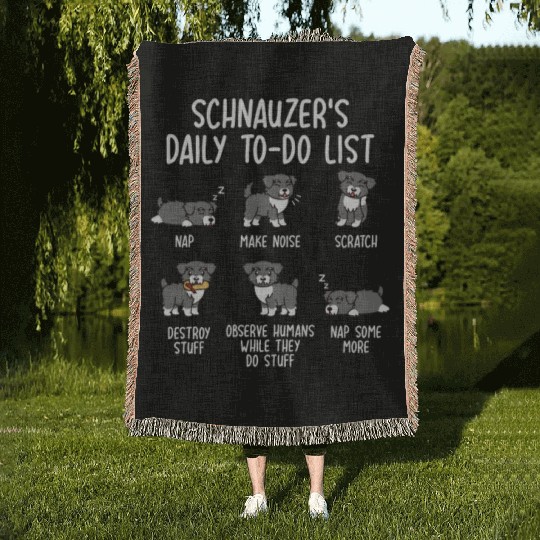Schnauzer Daily To Do List Woven Blankets