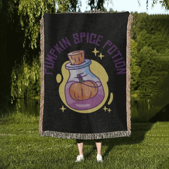 Pumpkin Spice Potion Coffee Enthusiast Halloween Woven Blankets