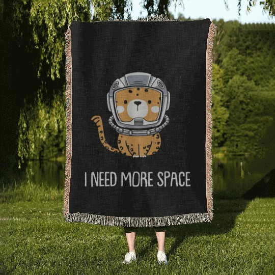Jaguar Astronaut I Need More Space Woven Blankets