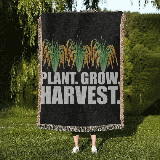 Rice Farmer - Plant Grow Harvest Woven Blankets
