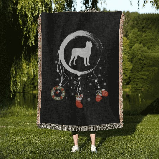 dog dreamcatcher Christmas Cane Corso Woven Blankets
