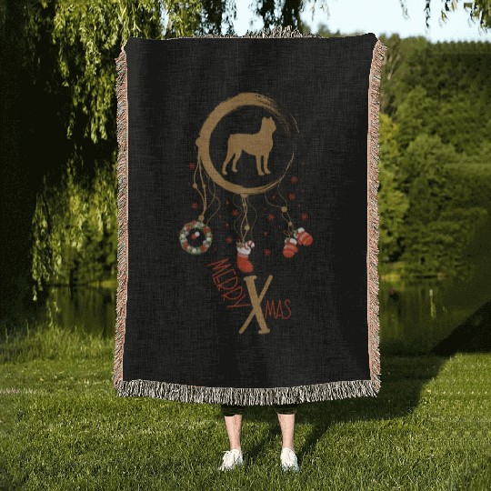 dog dreamcatcher Christmas Cane Corso Woven Blankets