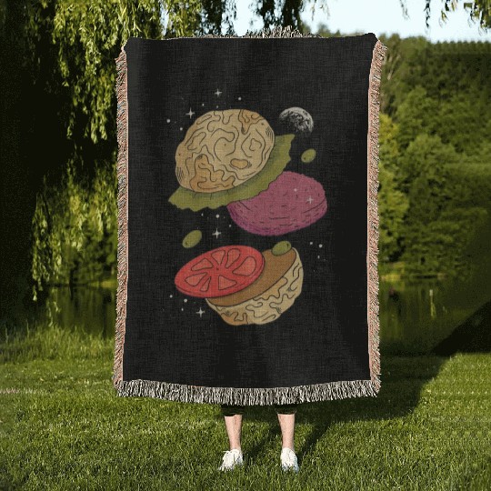 Planets burger vegetables Planets burger vegetable Woven Blankets