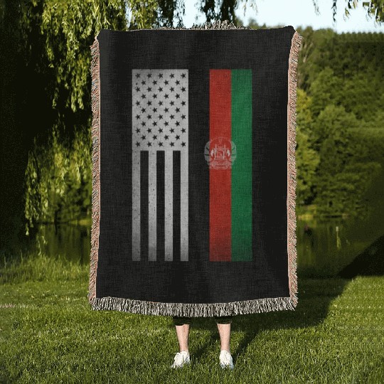 Afghanistan Design for proud Afghan Americans Woven Blankets