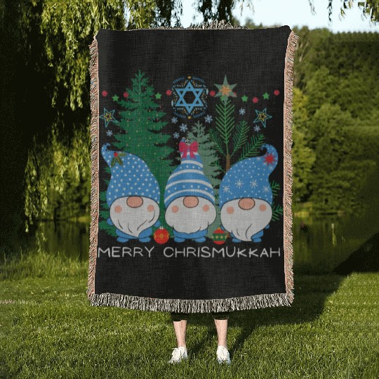 Merry Christmukkah, Jewish Christmas Woven Blankets
