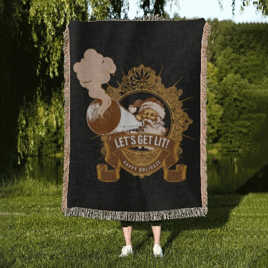 Lets get lit christmas Woven Blankets