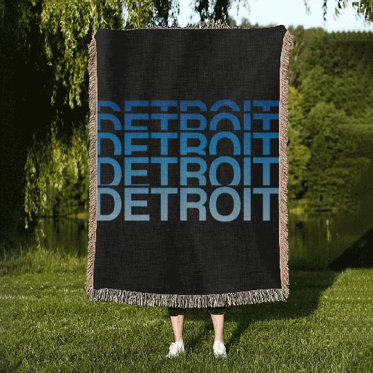 Stacked Detroit Michigan Text Woven Blankets